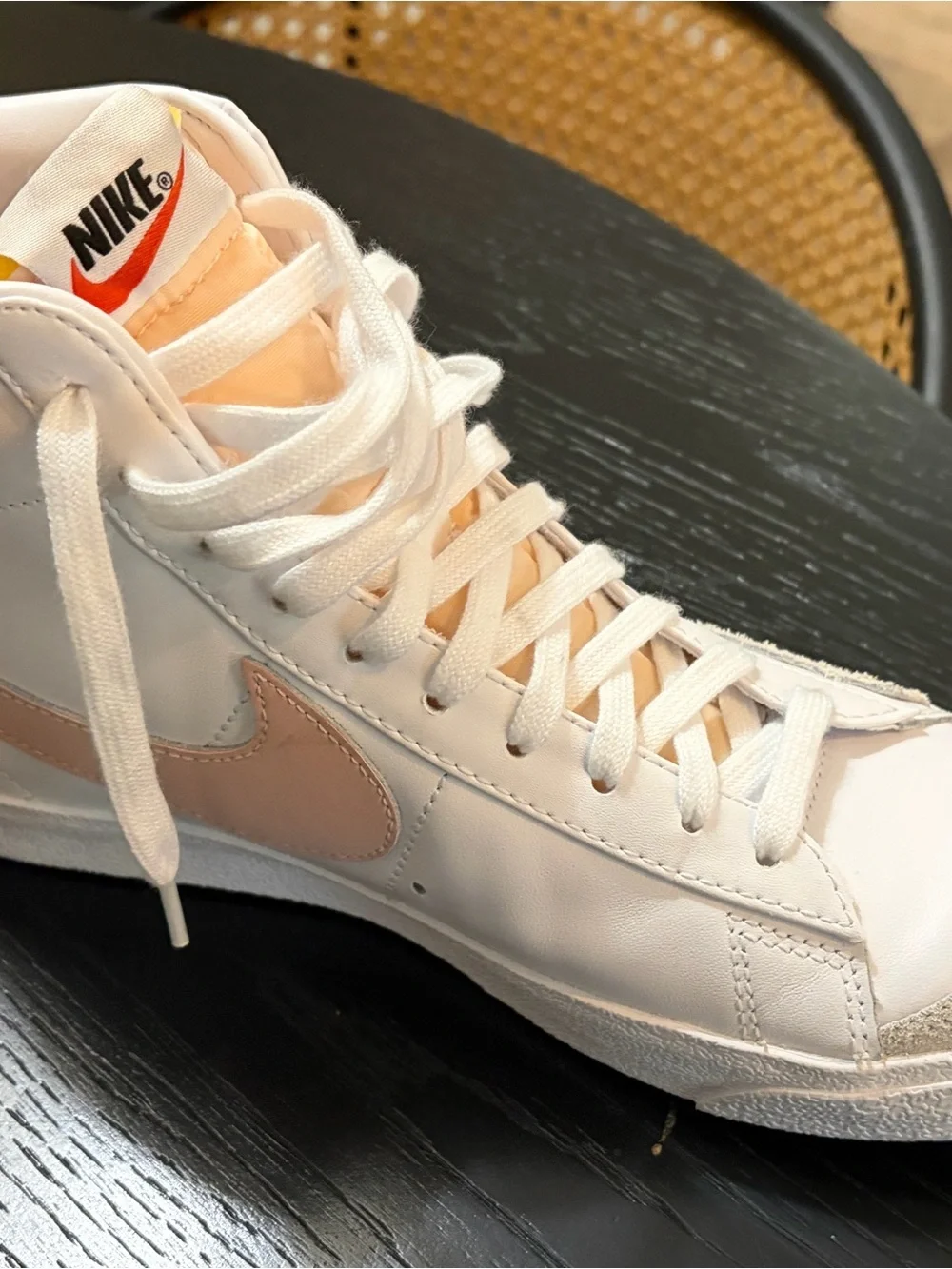 Nike Women’s White High-Top Sneakers with Pink and Tan Accents